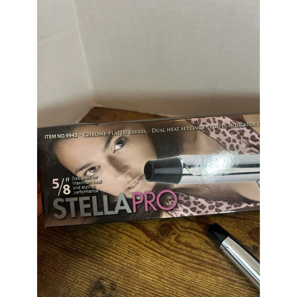 Stella Pro 5/8” Spring Grip Curling Iron Chrome Barrel Open Box Working New